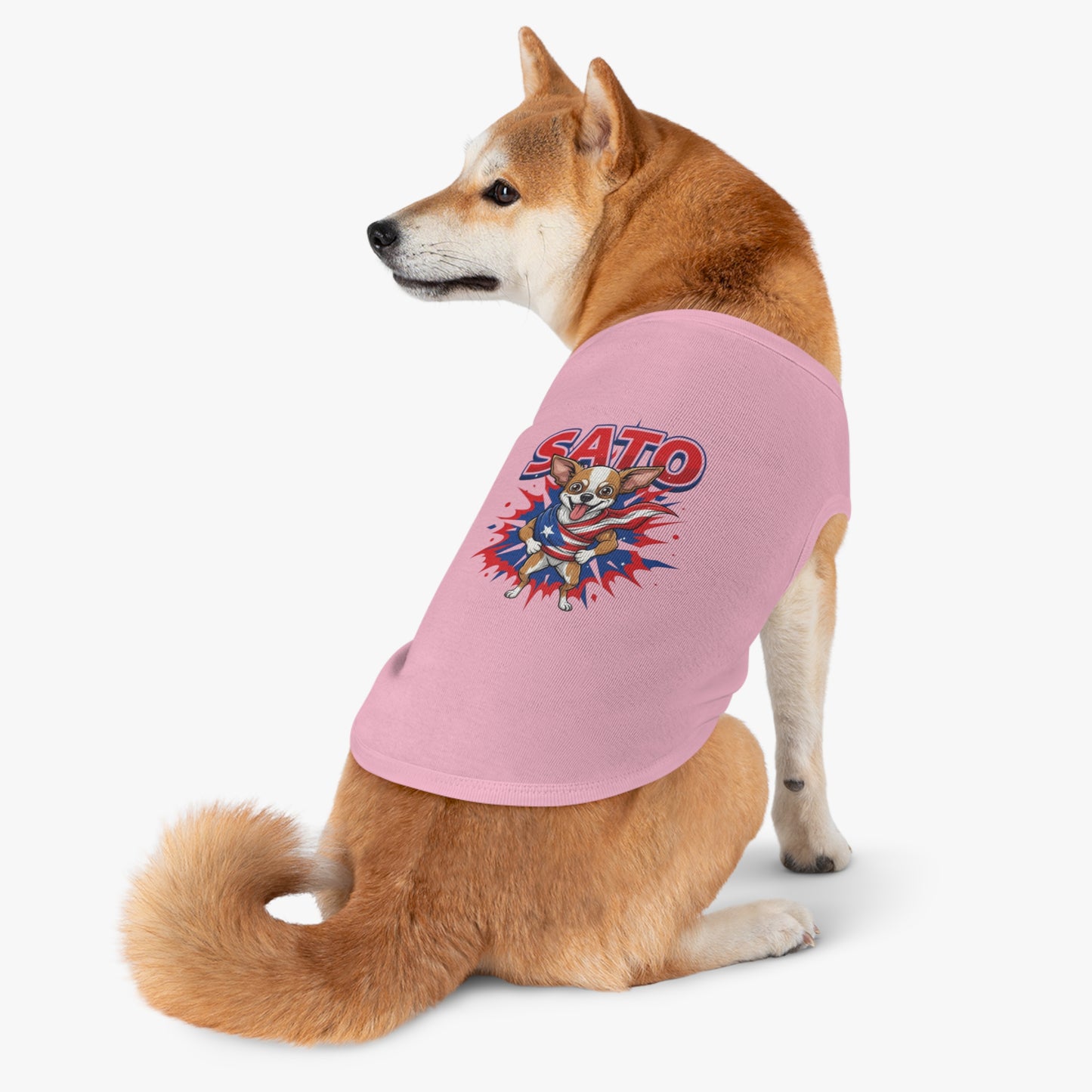 The "Super Sato" Hero Pink Dog Shirt for Dogs